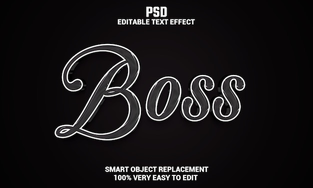 PSD boss 3d efecto de texto editable con fondo psd premium