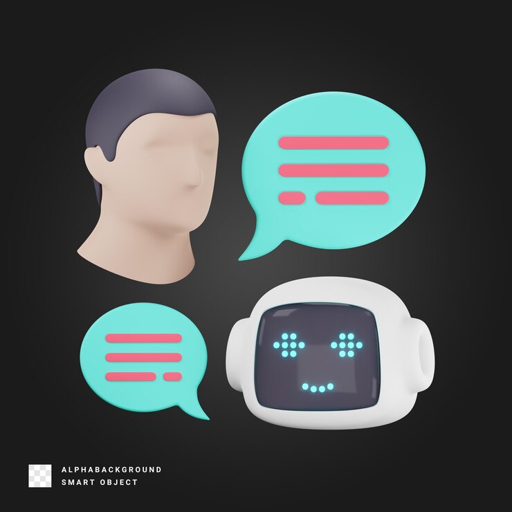 PSD bot de chat inteligencia artificial renderización de ilustraciones en 3d
