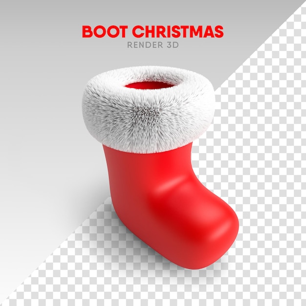 Bota de papá noel en 3d render para composición gráfica navideña