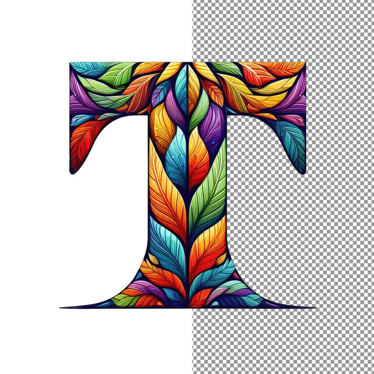 PSD botanical typography leaves unveiling a vibrant symbol on png