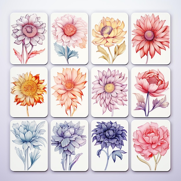 PSD botánico_jardín_clipart_sets_blanco_fondo_pastel_colores