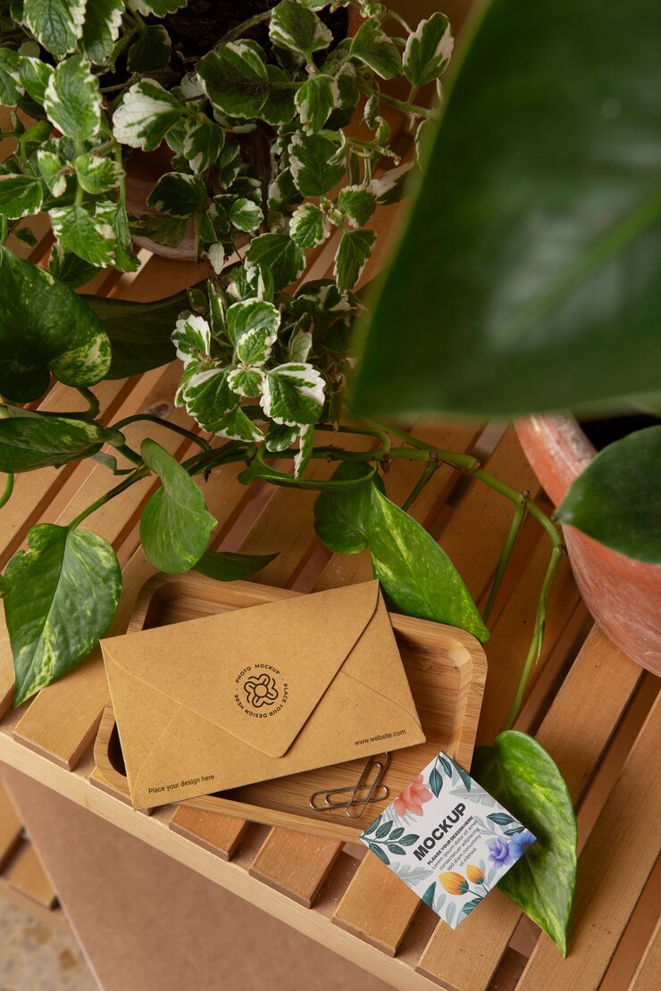 PSD botanische szene mit topf-mockup
