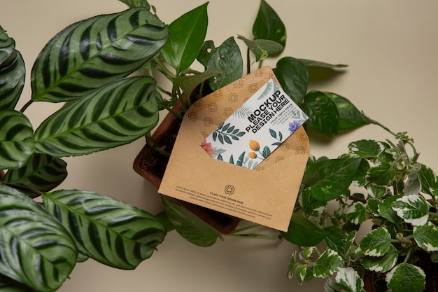 PSD botanische szene mit topf-mockup