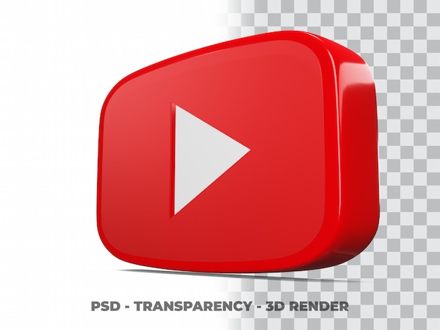 Botão 3d do youtube com fundo transparente