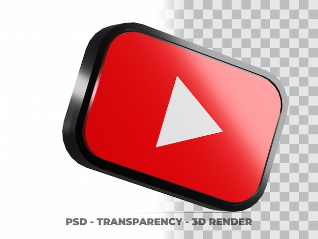 Botão 3d do youtube com fundo transparente