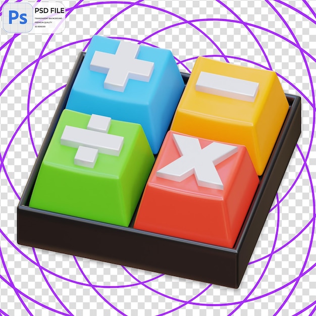 PSD botão de calculadora 3d render ilustração ícone isolado png