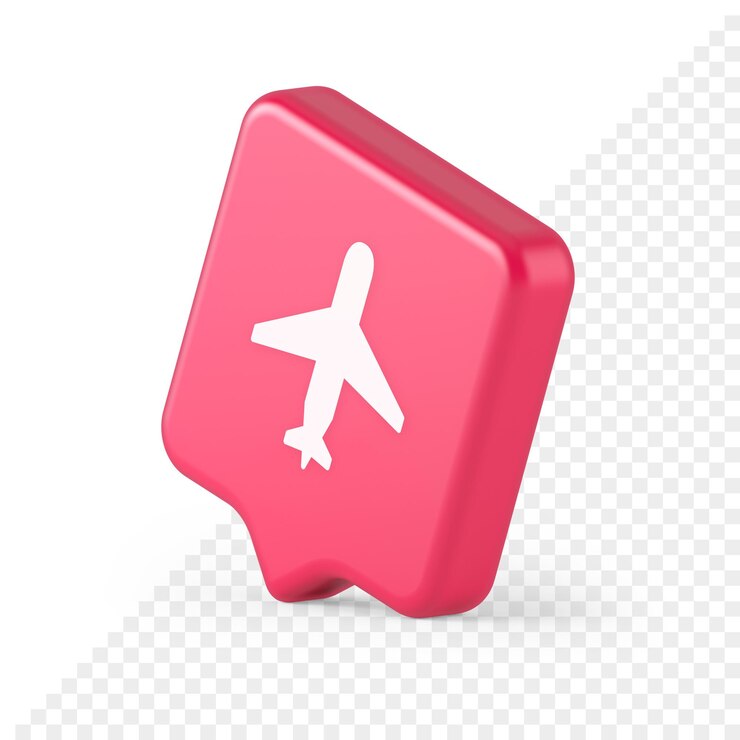 PSD botão de check-in on-line de avião, registro de passageiros de serviço digital, ícone de bolha de fala realista 3d
