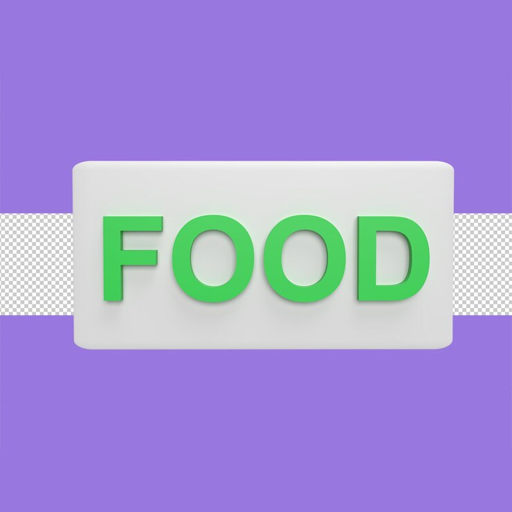 PSD botão de comida 3d ícone modelo conceito de estilo de desenho animado render ilustração