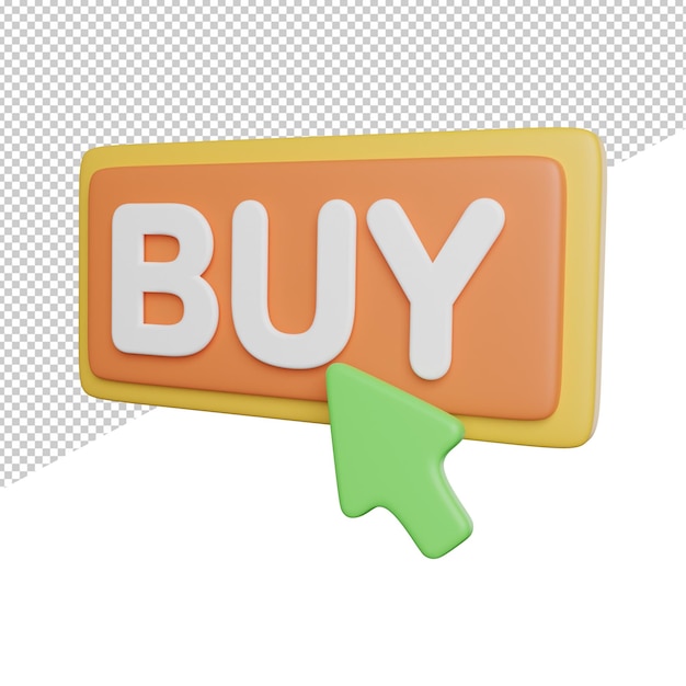 Botão de compra Clique ilustração de ícone de renderização 3d vista lateral em fundo transparente