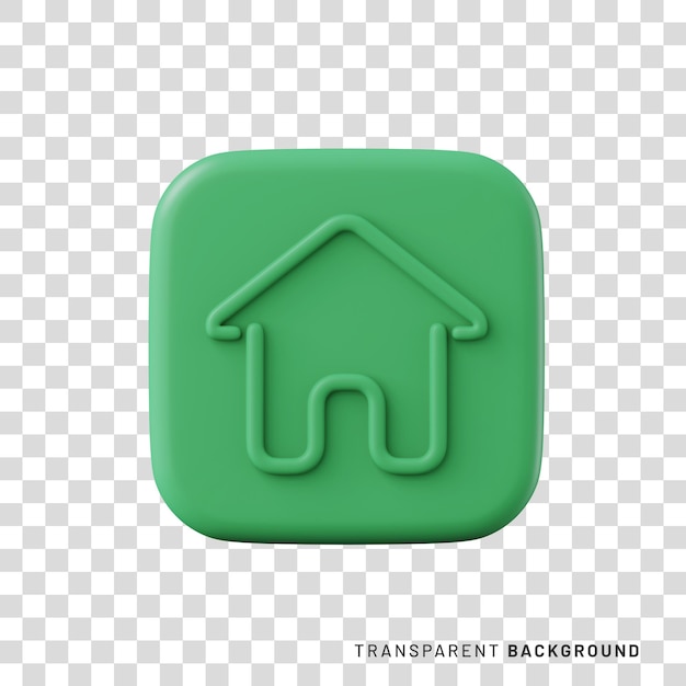 botão de ícone home renderização 3d