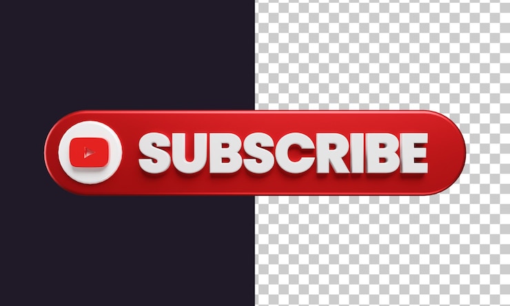 PSD botão de inscrição com logotipo do youtube em renderização em 3d