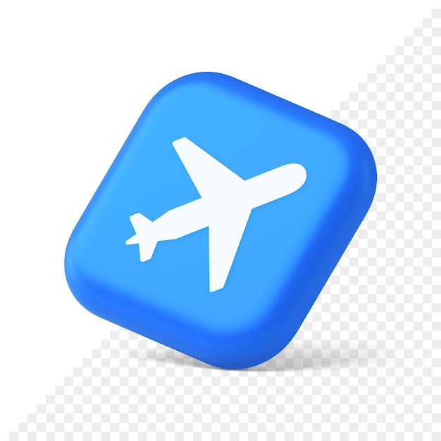 Botão de viagem de avião veículo voador navegação a jato comercial 3d ícone isométrico realista