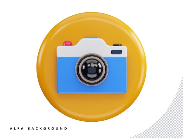 Botão digital de criação de conteúdo de aplicativo multimídia de câmera com ilustração de ícone vetorial 3d