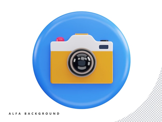 Botão digital de criação de conteúdo de aplicativo multimídia de câmera com ilustração de ícone vetorial 3d