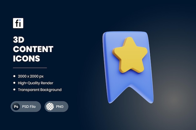 PSD botão favorito de conteúdo de marketing de ilustração 3d