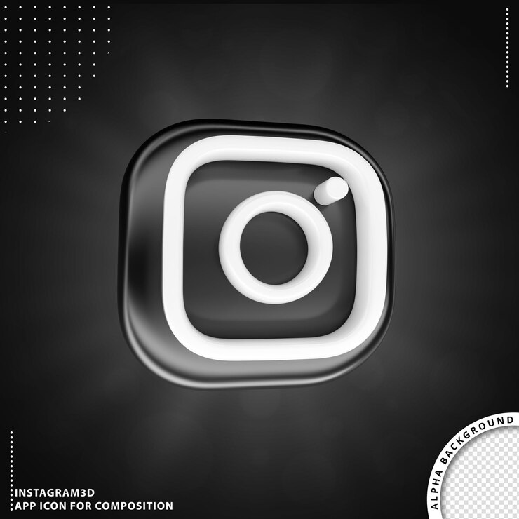 PSD botão girado do aplicativo instagram 3d