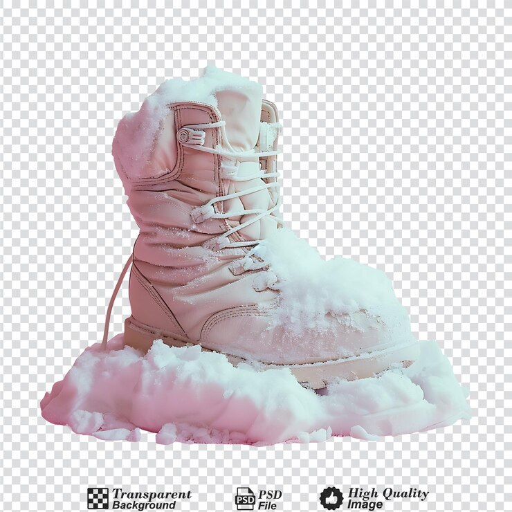 PSD botas aisladas de nieve sobre un fondo transparente
