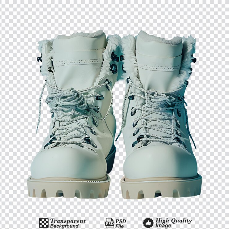 PSD botas aisladas de nieve sobre un fondo transparente