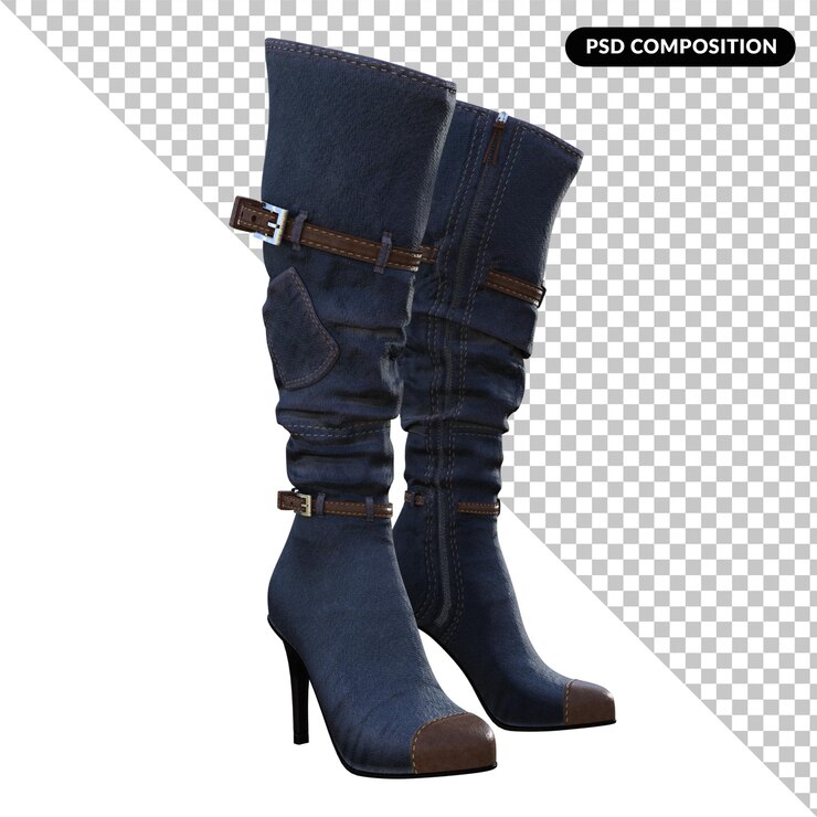 PSD botas altas estilo aislado 3d