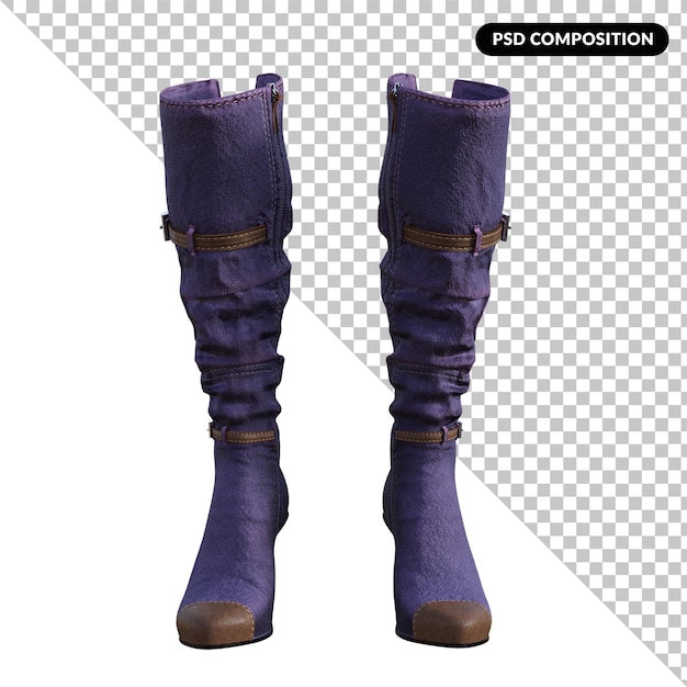 PSD botas altas estilo aislado 3d