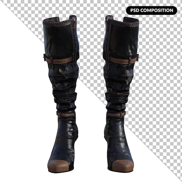 PSD botas altas estilo aislado 3d