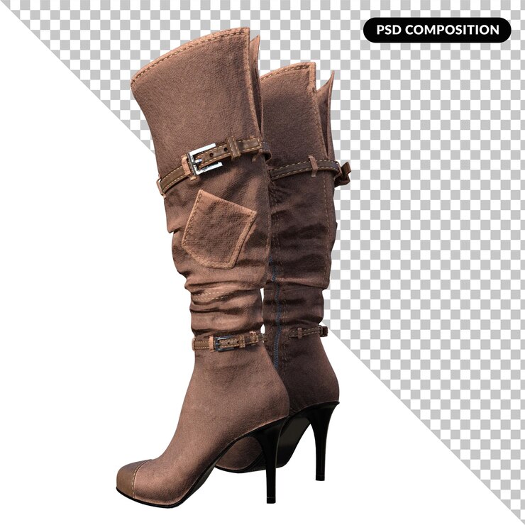 PSD botas altas estilo aislado 3d