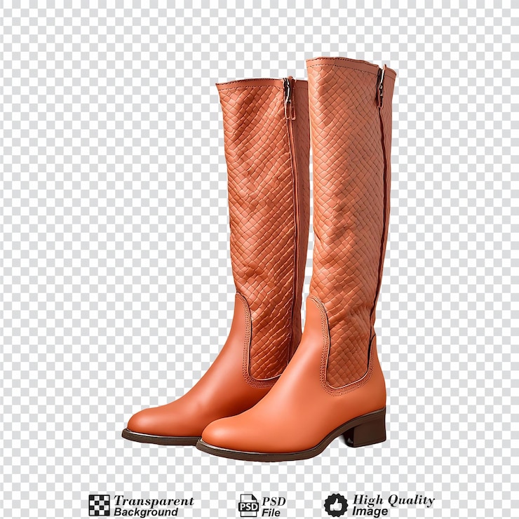 PSD botas altas hasta las rodillas aisladas sobre un fondo transparente