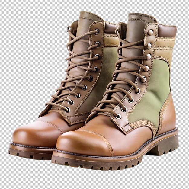 botas de combate alineadas con un fondo transparente aislado