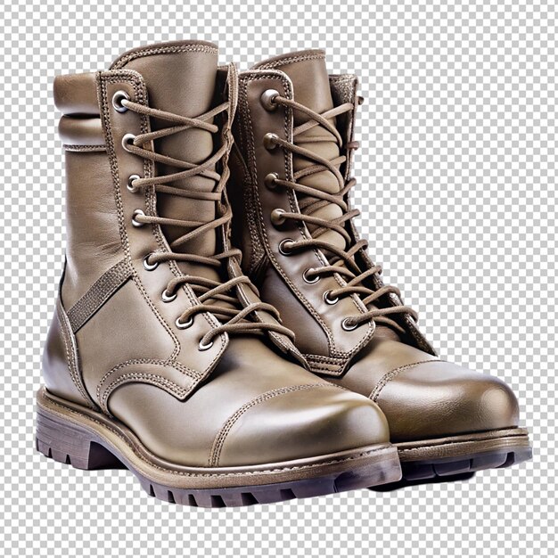 botas de combate alineadas con un fondo transparente aislado