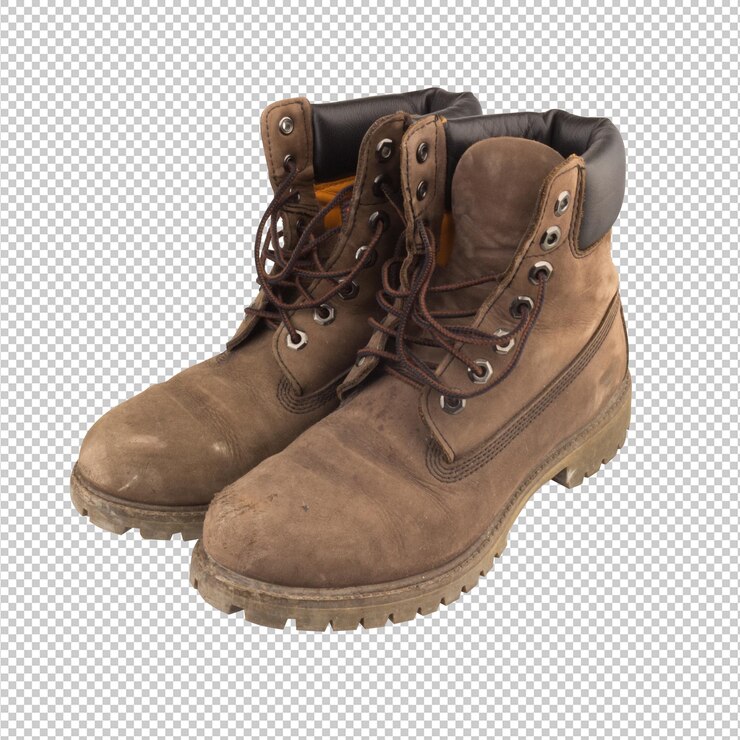 PSD botas de cuero aisladas sobre fondo blanco