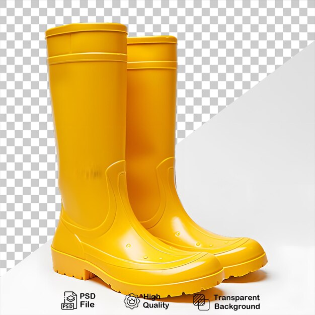 Botas de chuva amarelas isoladas em fundo transparente incluem arquivo png