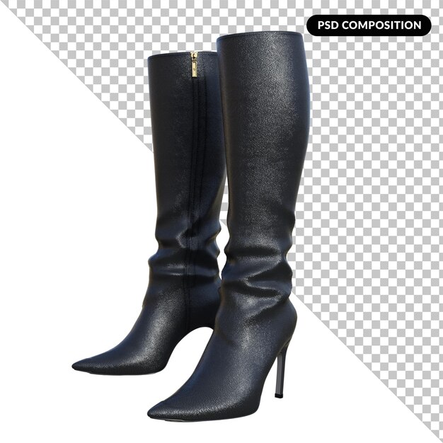 PSD botas femeninas aisladas 3d