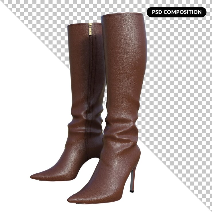 PSD botas femeninas aisladas 3d