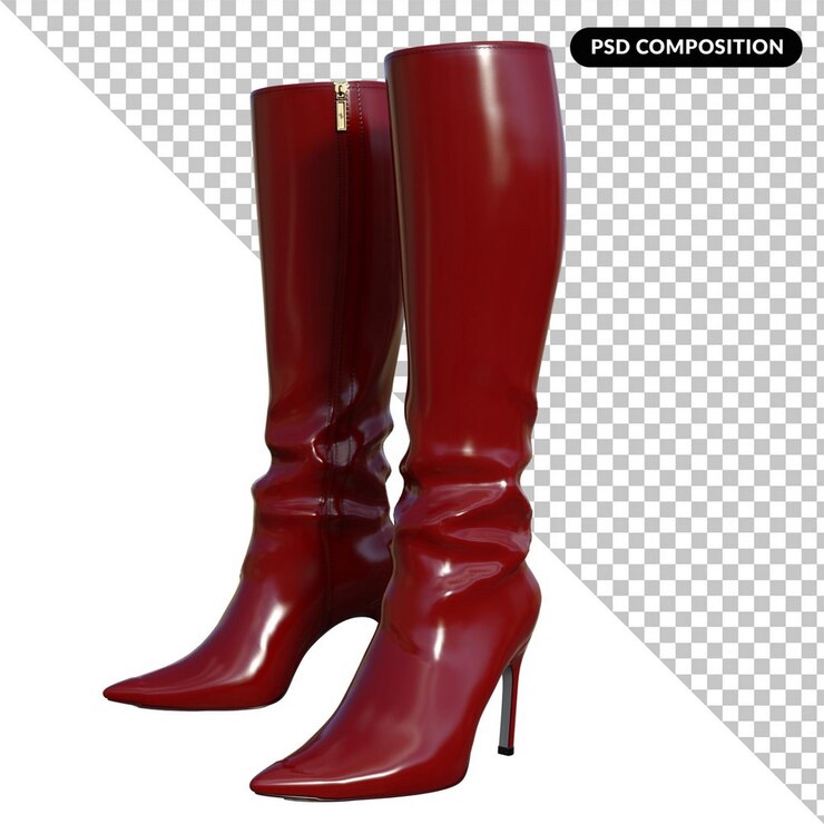 PSD botas femeninas aisladas 3d