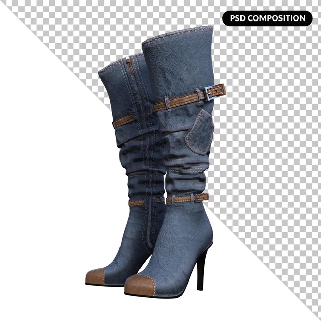 Botas femeninas aisladas 3d