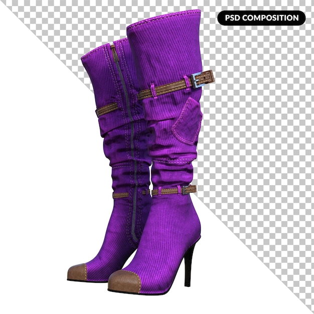 PSD botas femeninas aisladas 3d