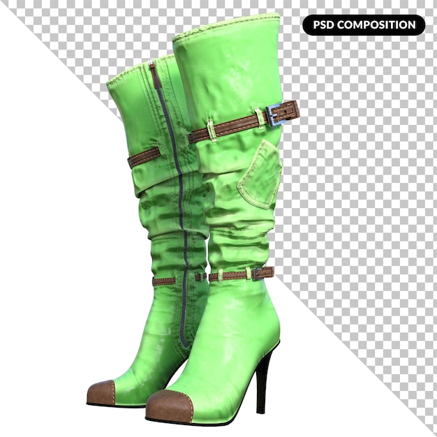 PSD botas femeninas aisladas 3d