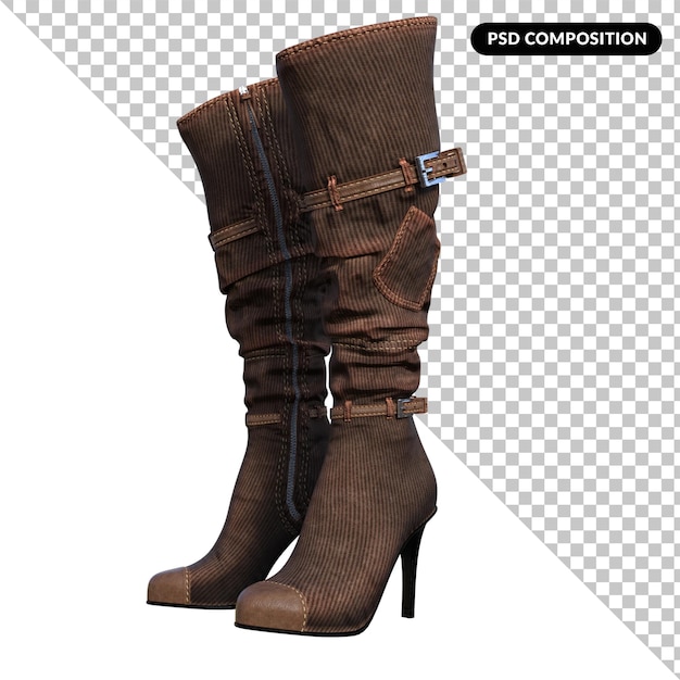 PSD botas femeninas aisladas 3d