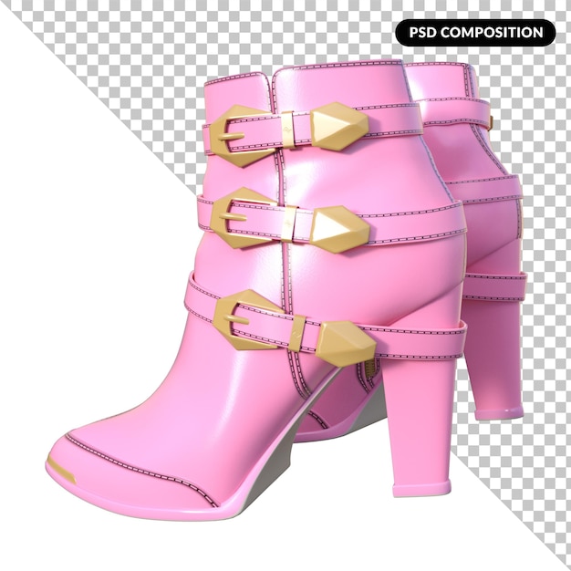 PSD botas femeninas moda aislada 3d