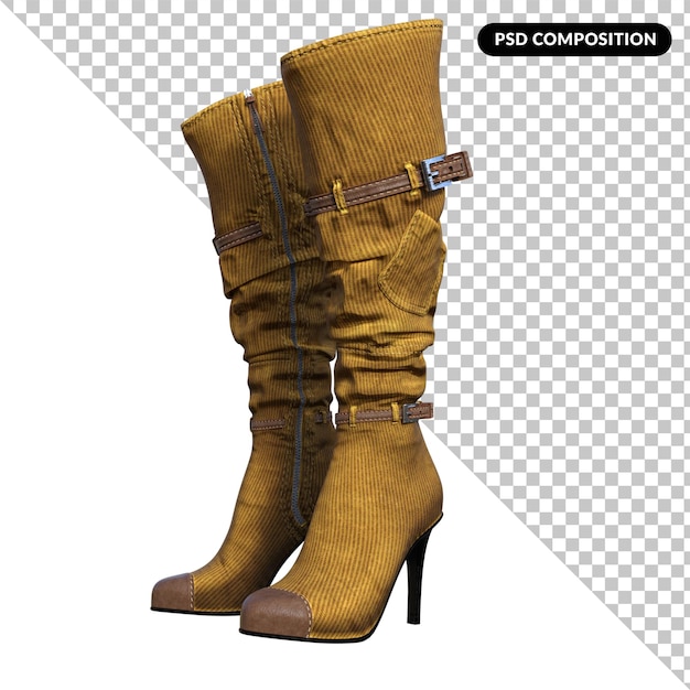 PSD botas femininas isoladas 3d