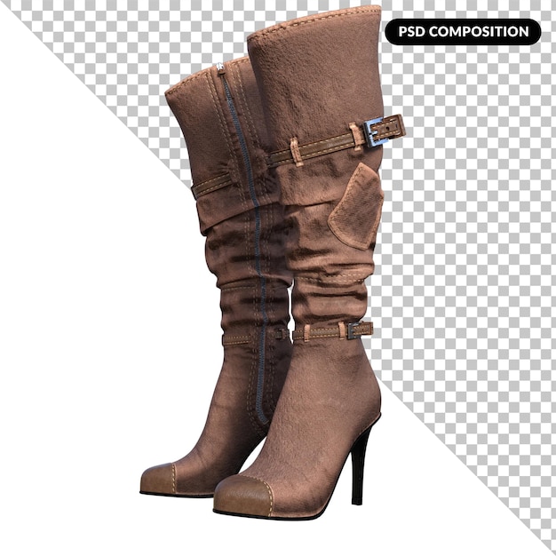 Botas femininas isoladas 3d