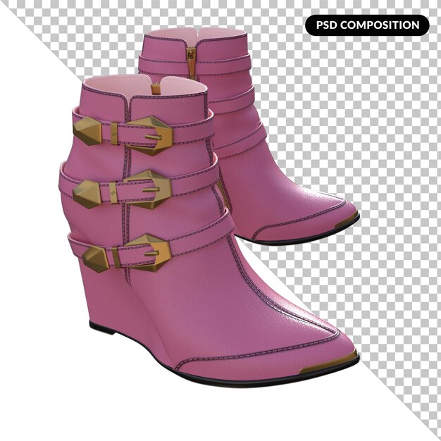 PSD botas femininas moda isolada 3d