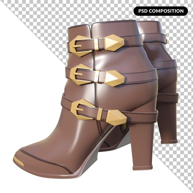 PSD botas femininas moda isolada 3d