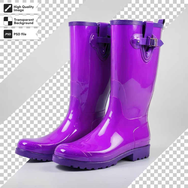 PSD botas de goma psd en fondo transparente con capa de máscara editable