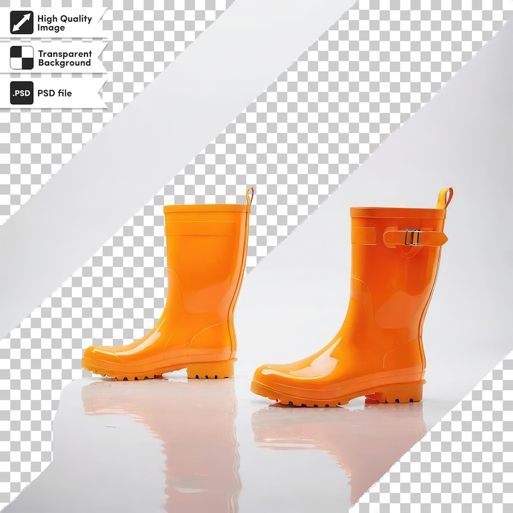 PSD botas de goma psd en fondo transparente con capa de máscara editable