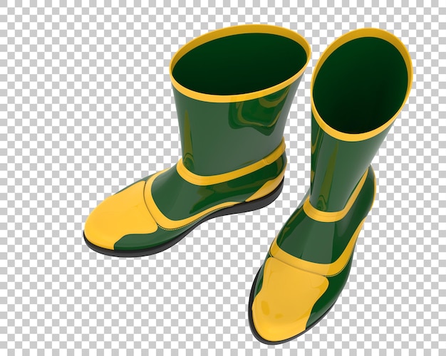 PSD botas de goma verde aisladas sobre fondo transparente ilustración de renderizado 3d