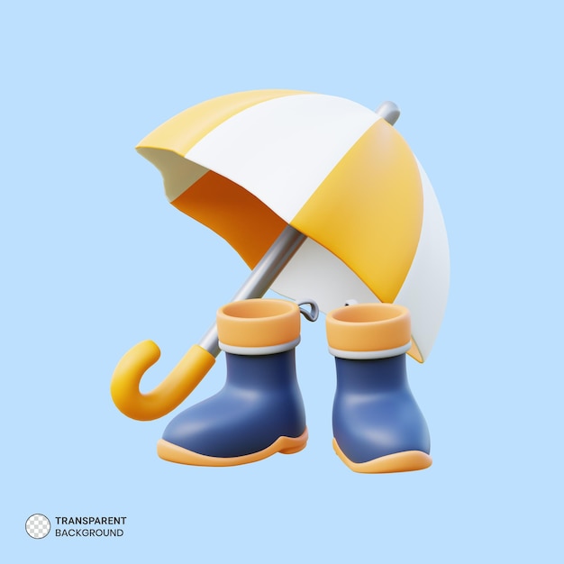 PSD botas impermeables calzado icono aislado 3d render ilustración