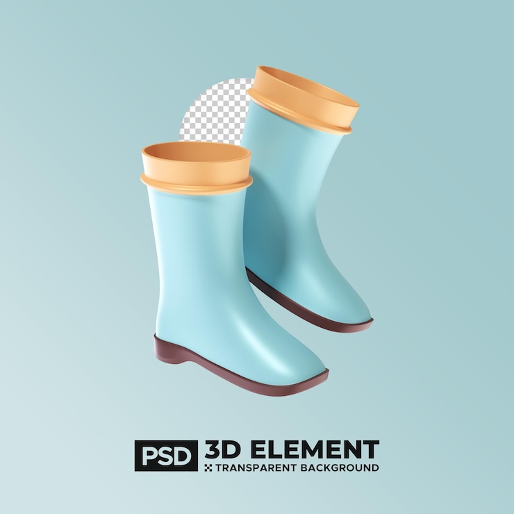PSD botas de jardín o de granja ilustración del icono del concepto del objeto 3d aislado en un archivo psd de fondo extraíble