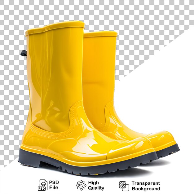 PSD botas de lluvia amarillas aisladas en un fondo transparente incluyen archivo png