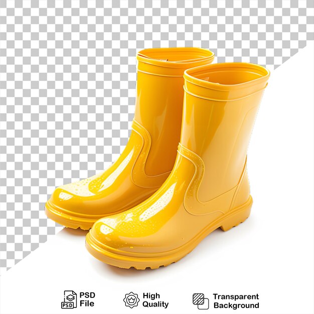 PSD botas de lluvia amarillas aisladas en un fondo transparente incluyen archivo png